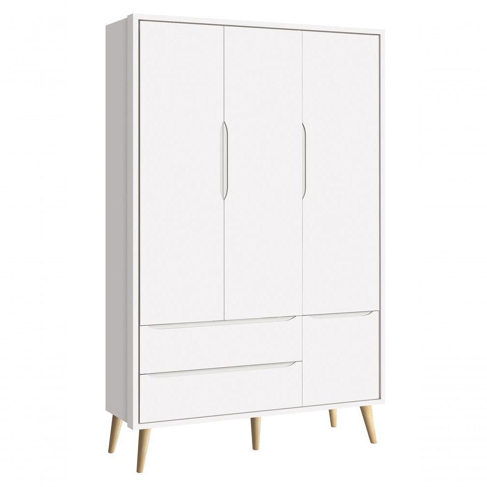 Jogo De Quarto Para Bebê Completo 3 Portas Théo New Branco Fosco Com Natural - Moveisaqui - 6