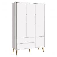 Jogo De Quarto Para Bebê Completo 3 Portas Théo New Branco Fosco Com Natural - Moveisaqui - 6
