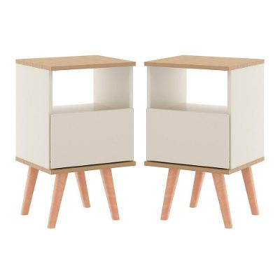 Kit 2 Mesas De Cabeceira 0636 Retrô 36x61 Cm Mdp Menu Móveis Champanhe