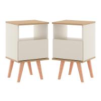 Kit 2 Mesas De Cabeceira 0636 Retrô 36x61 Cm Mdp Menu Móveis Champanhe - 1