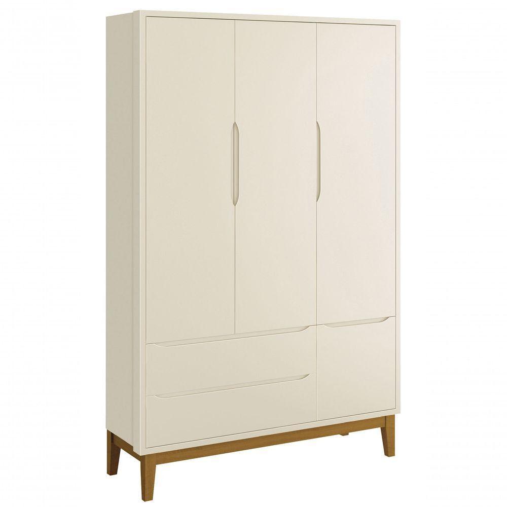 Jogo De Quarto Para Bebê Completo 3 Portas Classic New Areia Fosco Com Madeira - Reller - 7