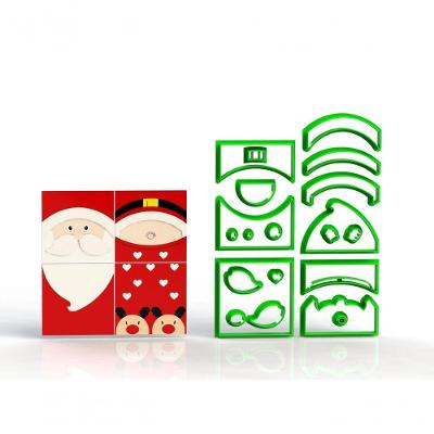 Cortador Kit Natal Quadrado Papai Noel Rena Tamanho 7 Cm