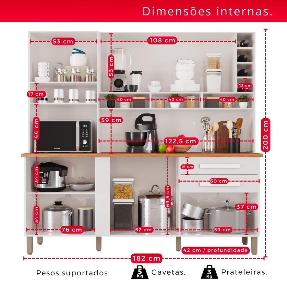 Cozinha 6 Portas 2 Gavetas Amanda - Tudo De Móveis Branco Neve - 10