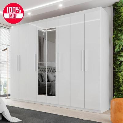 Guarda-roupa Casal 100% Mdf 8 Portas E 4 Gavetas Herrera Com Espelho Branco