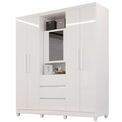 Guarda-roupa De Casal Giga 5 Portas 3 Gavetas - Tudo De Móveis Branco
