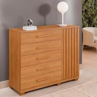 Cômoda Tóquio 5 Gavetas E 1 Porta Ripada Cinamomo - 1