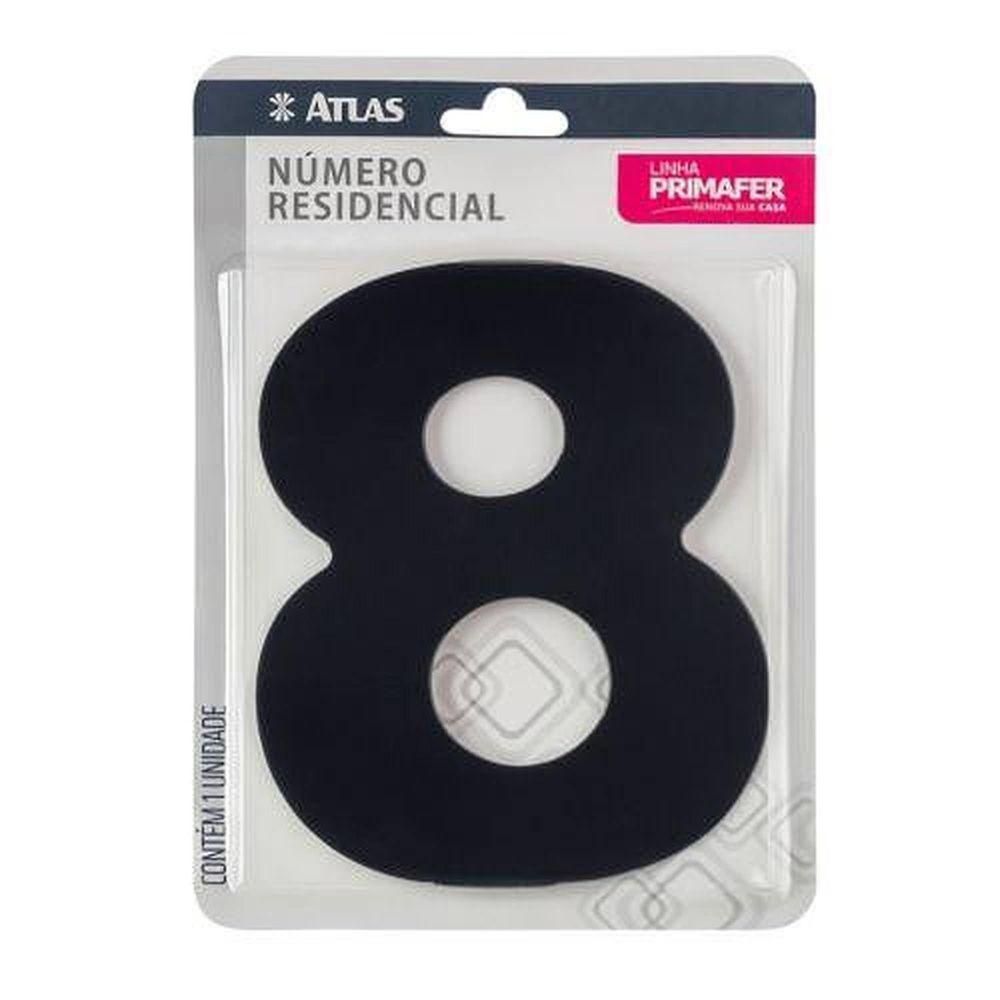 Número Residencial 8 Preto Em Alumínio Acm Com Fita 3m Vhb - Uso Interno-externo - 1