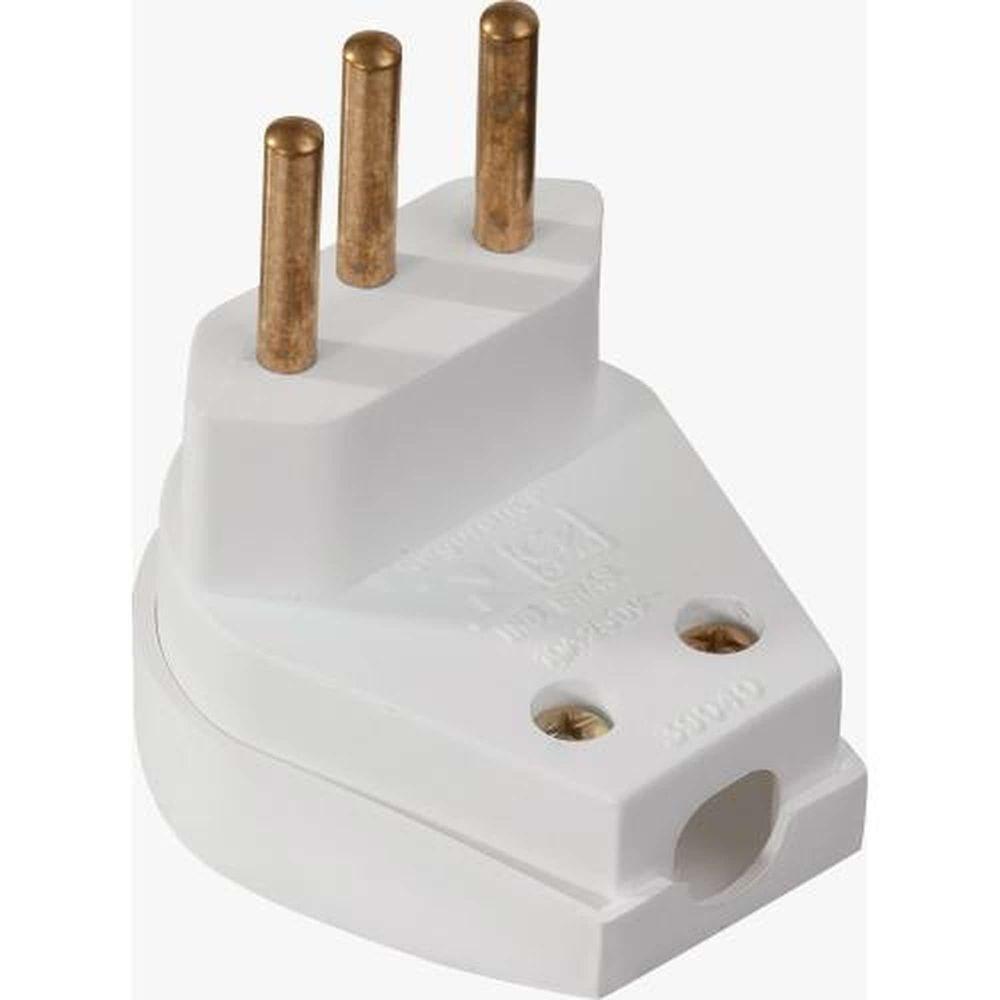 Pino Macho 3p 10a Triangular Branco Com Prensa Cabo - Pvc 10a - 250v - 1