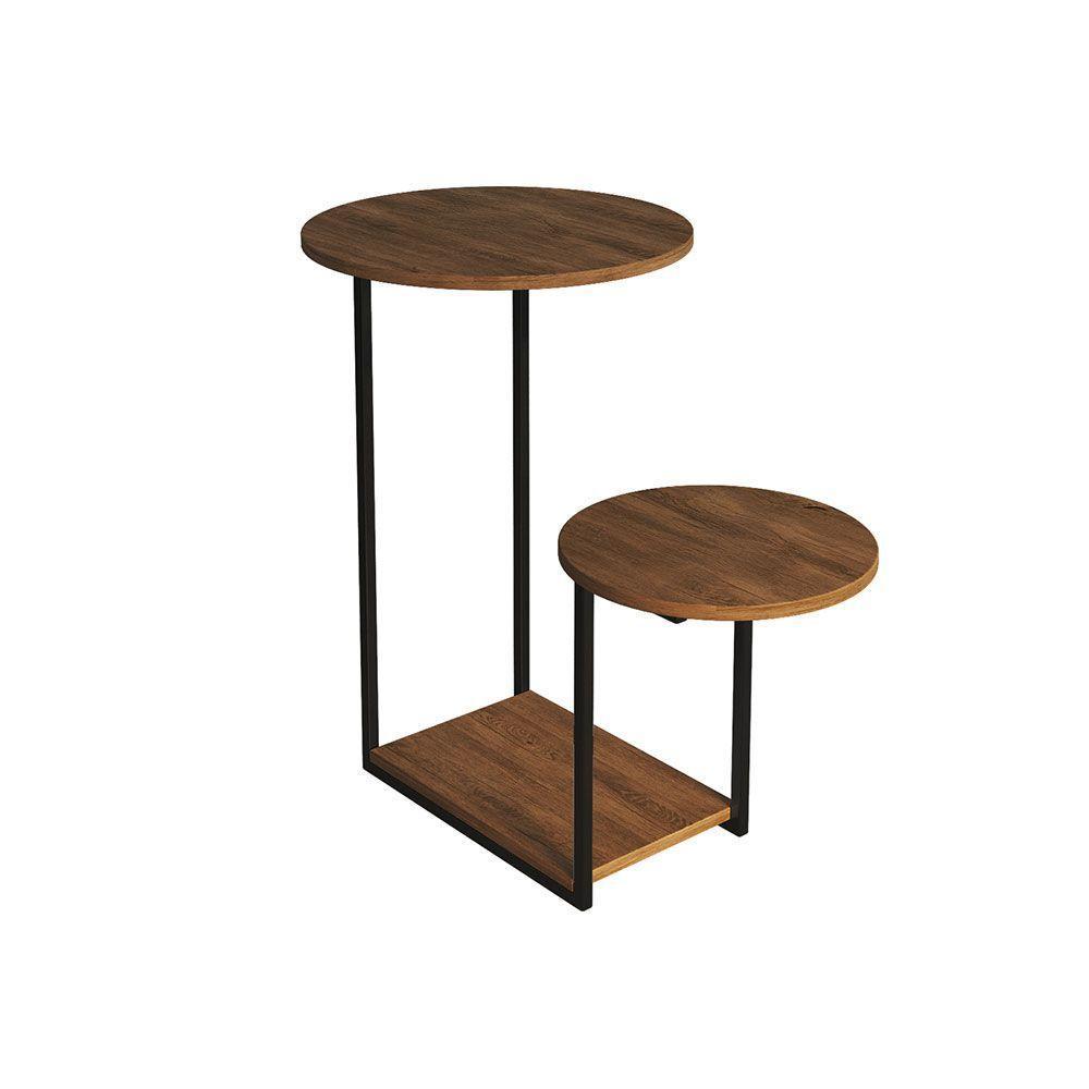 Mesa De Canto Lateral Ferro Preto Estilo Redondo Cibele Freijó - 3