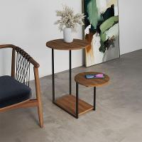 Mesa De Canto Lateral Ferro Preto Estilo Redondo Cibele Freijó - 1