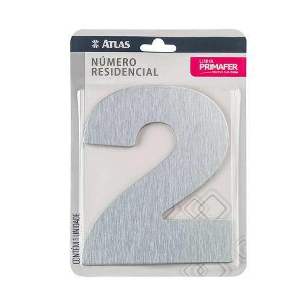 Número Residencial Adesivo Cromado 2 - Alumínio Acm 13x12cm - Fita 3m Vhb - Interno-externo - 1