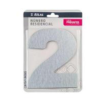 Número Residencial Adesivo Cromado 2 - Alumínio Acm 13x12cm - Fita 3m Vhb - Interno-externo - 1