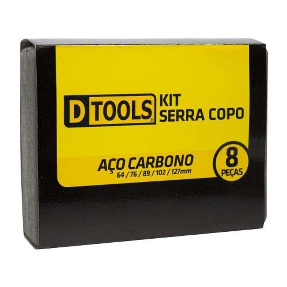 Kit 8 Peças Serra Copo Aço Carbono Para Madeira, Plástico E Fibrocimento - Dtools - 3