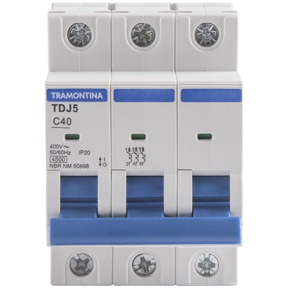 Minidisjuntor Tdj5-3c40 3 P 40 A 4,5 Ka Curva C Tramontina Tramontina - 6