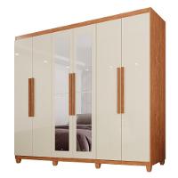 Guarda Roupa Casal 100% MDF 6 Portas E 4 Gavetas Espanha Com Espelho Tudo De Móveis Cinamomo Off White - 1