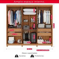 Guarda Roupa Casal 100% MDF 6 Portas E 4 Gavetas Espanha Com Espelho Tudo De Móveis Cinamomo Off White - 9