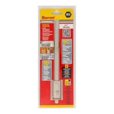Serra Copo Diamantada 25mm X 1'' Starrett - Haste 150mm Hexagonal - Alta Performance