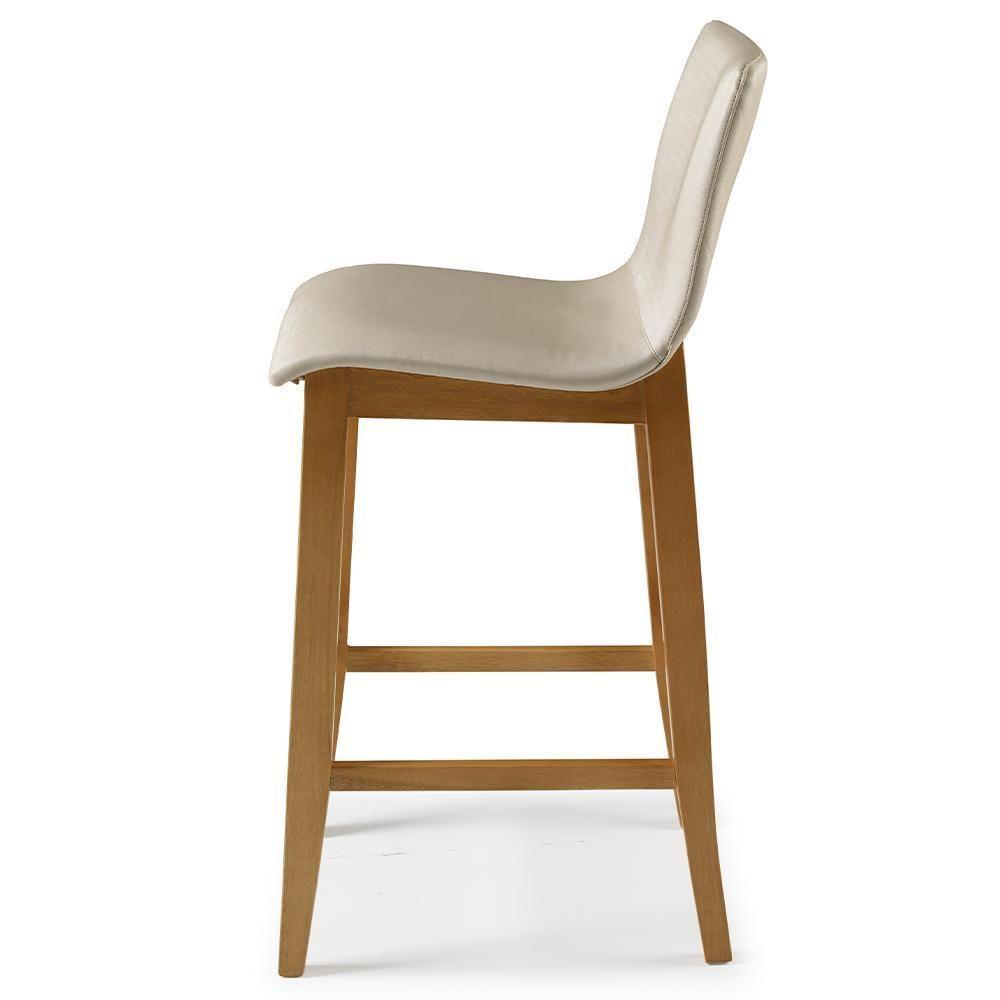 Banqueta Alta Estofada Para Cozinha Sala De Jantar Base Fixa Elis B05 Facto Bege - Lyam Decor - 5