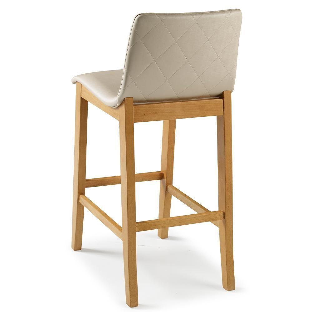 Banqueta Alta Estofada Para Cozinha Sala De Jantar Base Fixa Elis B05 Facto Bege - Lyam Decor - 6