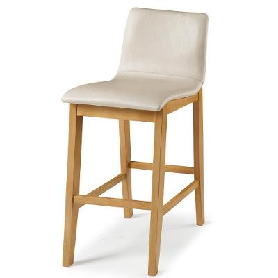 Banqueta Alta Estofada Para Cozinha Sala De Jantar Base Fixa Elis B05 Facto Bege - Lyam Decor