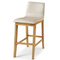 Banqueta Alta Estofada Para Cozinha Sala De Jantar Base Fixa Elis B05 Facto Bege - Lyam Decor - 1