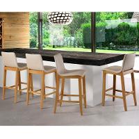 Banqueta Alta Estofada Para Cozinha Sala De Jantar Base Fixa Elis B05 Facto Bege - Lyam Decor - 2