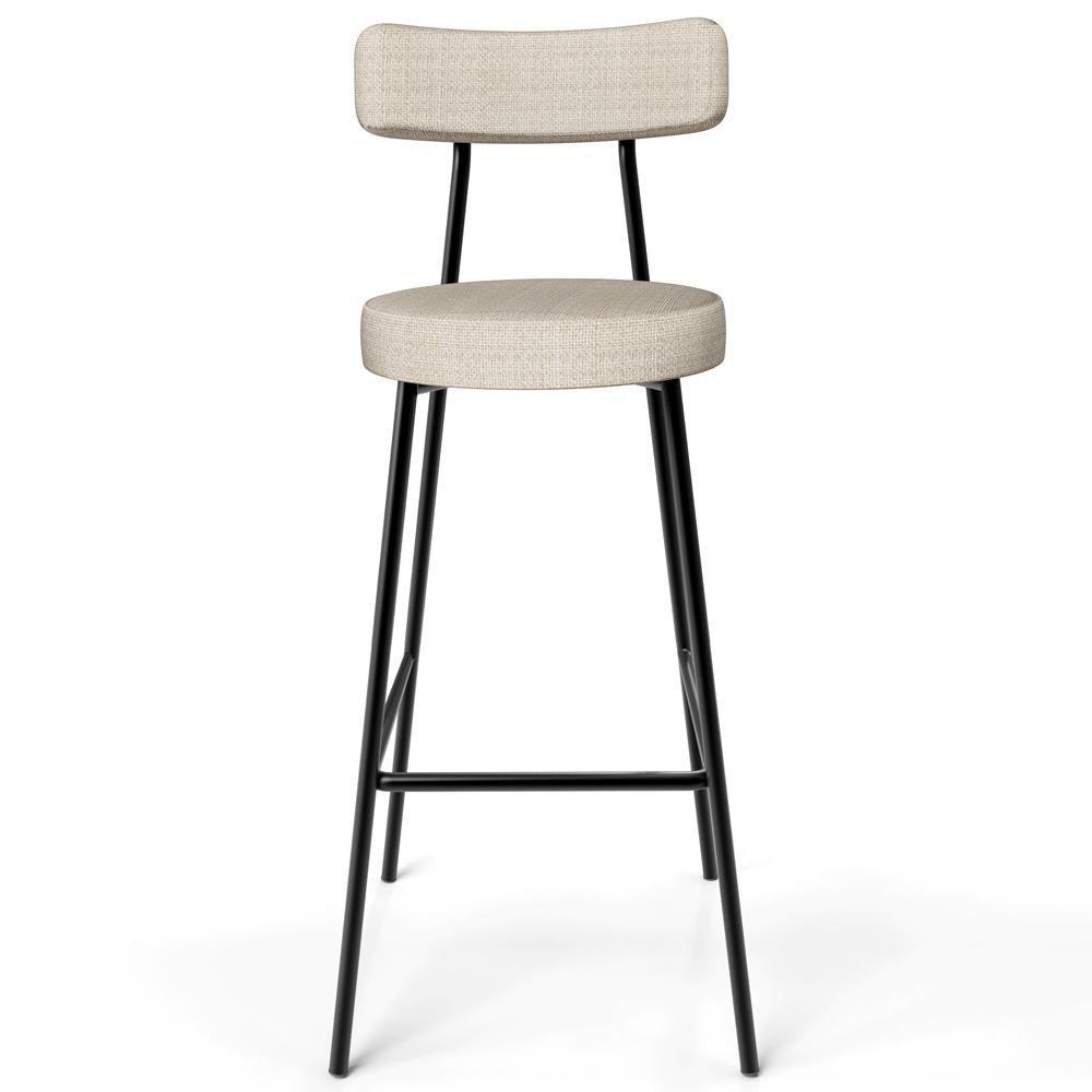 Banqueta Alta Bar Cozinha Sala De Jantar Estrutura Em Aço Milão L02 Linho Palha - Lyam Decor - 3