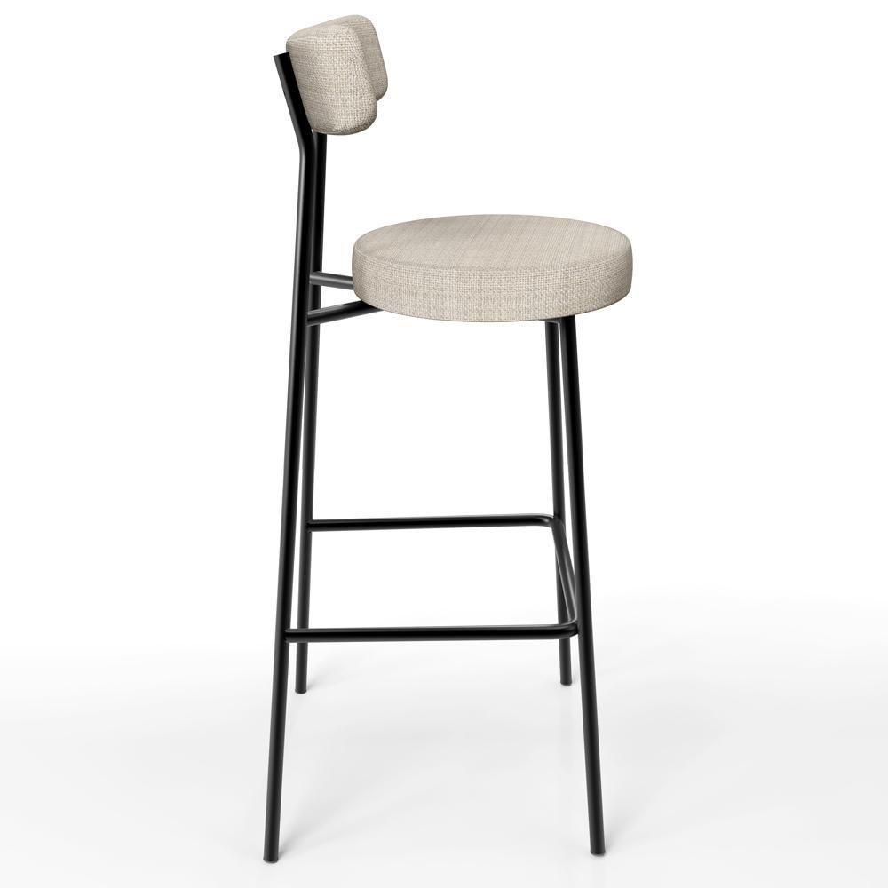 Banqueta Alta Bar Cozinha Sala De Jantar Estrutura Em Aço Milão L02 Linho Palha - Lyam Decor - 6