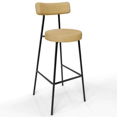 Banqueta Alta Bar Cozinha Sala De Jantar Estrutura Em Aço Milão L02 Couríssimo Fendi - Lyam Decor