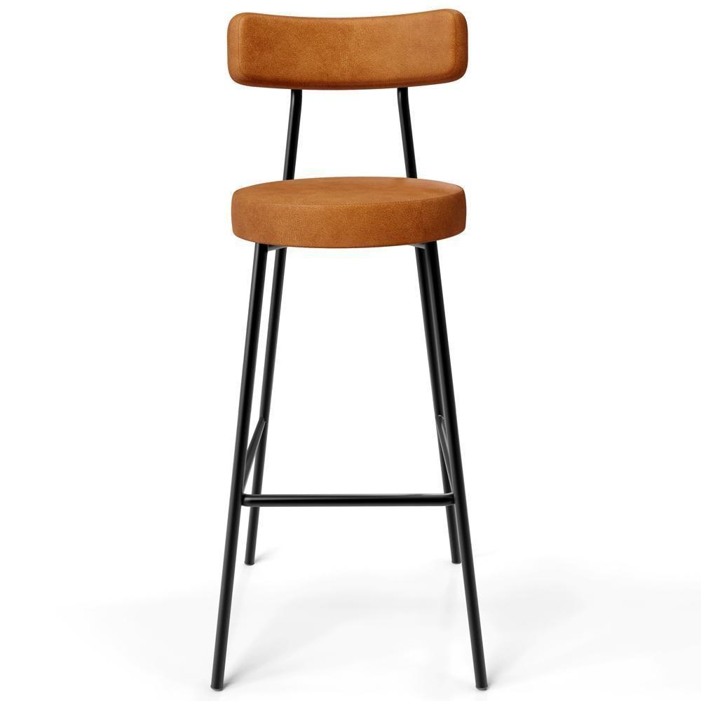 Banqueta Alta Bar Cozinha Sala De Jantar Estrutura Em Aço Milão L02 Couríssimo Canela - Lyam Decor - 3