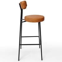 Banqueta Alta Bar Cozinha Sala De Jantar Estrutura Em Aço Milão L02 Couríssimo Canela - Lyam Decor - 6