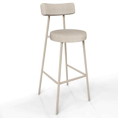 Banqueta Alta Bar Cozinha Sala De Jantar Aço Milão Arena L02 Linho Palha - Lyam Decor