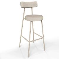 Banqueta Alta Bar Cozinha Sala De Jantar Aço Milão Arena L02 Linho Palha - Lyam Decor - 1