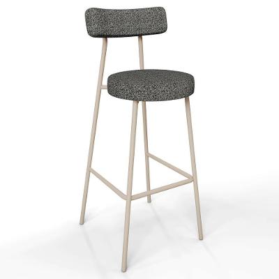 Banqueta Alta Bar Cozinha Sala De Jantar Aço Milão Arena L02 Linho Mescla Chumbo - Lyam Decor