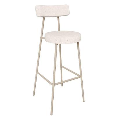 Banqueta Alta Bar Cozinha Sala De Jantar Aço Milão Arena L02 Linho Cru - Lyam Decor