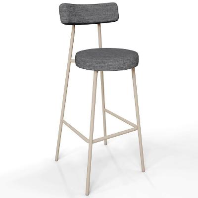 Banqueta Alta Bar Cozinha Sala De Jantar Aço Milão Arena L02 Linho Cinza Escuro - Lyam Decor