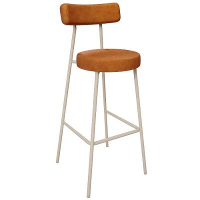 Banqueta Alta Bar Cozinha Sala De Jantar Aço Milão Arena L02 Couríssimo Canela - Lyam Decor