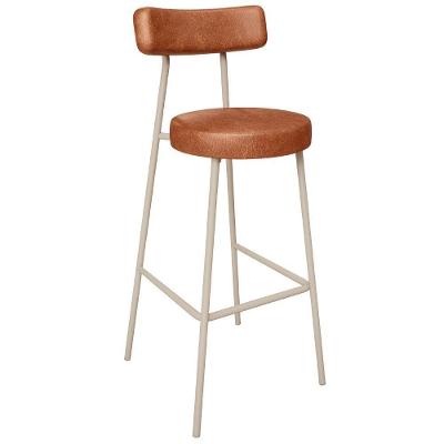 Banqueta Alta Bar Cozinha Sala De Jantar Aço Milão Arena L02 Couríssimo Camel - Lyam Decor