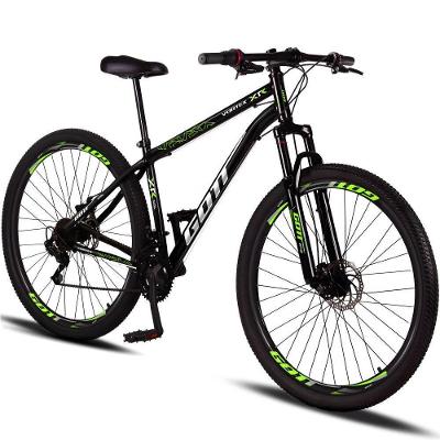 Bicicleta Aro 29 Aço Carbono Gott Vortex 21v Com Suspensão E Freio A Disco - Preto E Verde