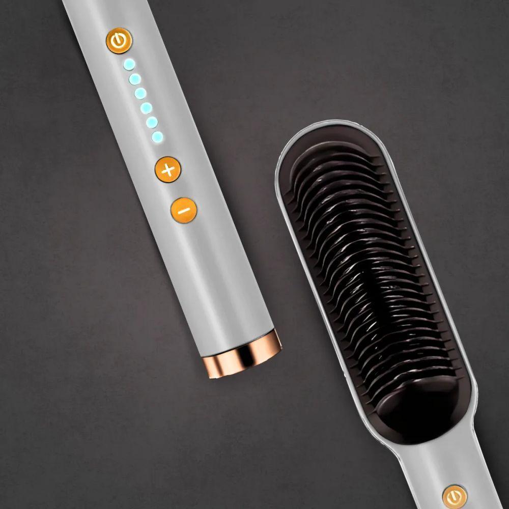 Escova Pente Alisadora Profissional Branca – Tecnologia, Estilo E Cabelos Perfeitos Em Minutos - Bivolt - 2