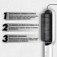 Escova Pente Alisadora Profissional Branca – Tecnologia, Estilo E Cabelos Perfeitos Em Minutos - Bivolt