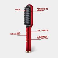 Escova Pente Alisadora Profissional Vermelha – Potência, Estilo E Cabelos Impecáveis Em Minutos - Bivolt - 5