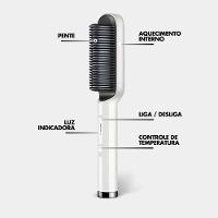 Escova Alisadora E Modeladora 5 Em 1 Bivolt Com Tecnologia De Cerâmica Ptc - Branco