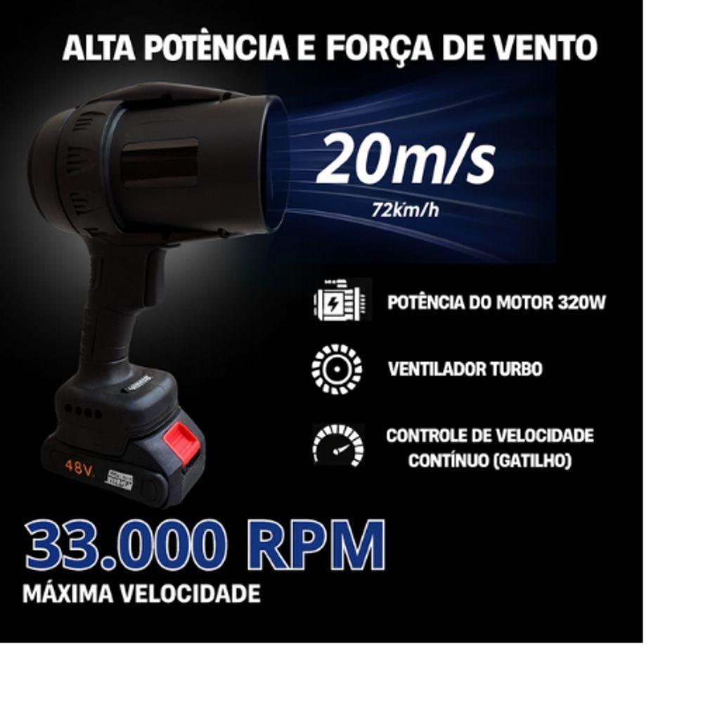 Soprador De Ar Portátil 48v Com 2 Baterias Recarregáveis – Potência, Versatilidade E Liberdade Em Suas Mãos - Bivolt - 2