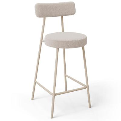 Banqueta Baixa Cozinha Sala Jantar Bancada Milão Arena L02 Bouclê Bege - Lyam Decor