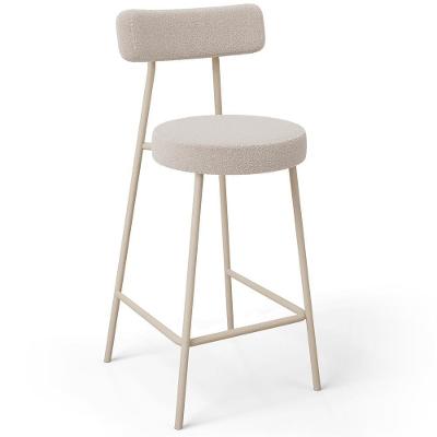 Banqueta Baixa Cozinha Sala Jantar Bancada Milão Arena L02 Bouclê Creme - Lyam Decor