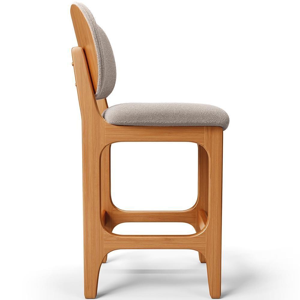 Banqueta Baixa Bar Cozinha E Sala De Jantar Fixa Betta L02 Imbuia Bouclê Bege - Lyam Decor - 6