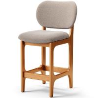 Banqueta Baixa Bar Cozinha E Sala De Jantar Fixa Betta L02 Imbuia Bouclê Bege - Lyam Decor - 1