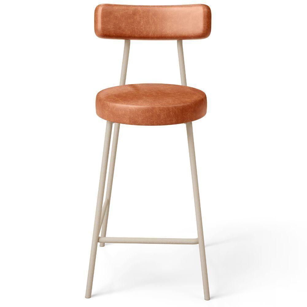 Banqueta Baixa Cozinha Sala Jantar Bancada Milão Arena L02 Couríssimo Camel - Lyam Decor - 3