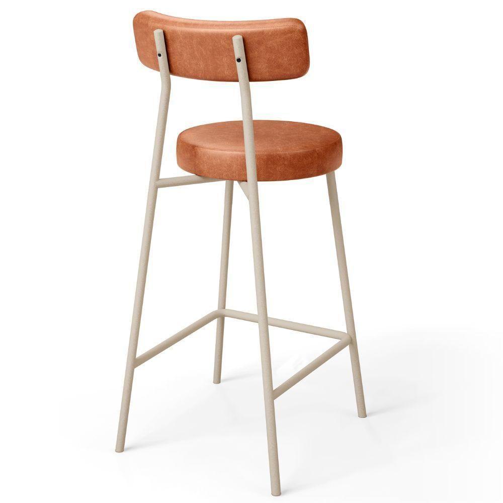 Banqueta Baixa Cozinha Sala Jantar Bancada Milão Arena L02 Couríssimo Camel - Lyam Decor - 7